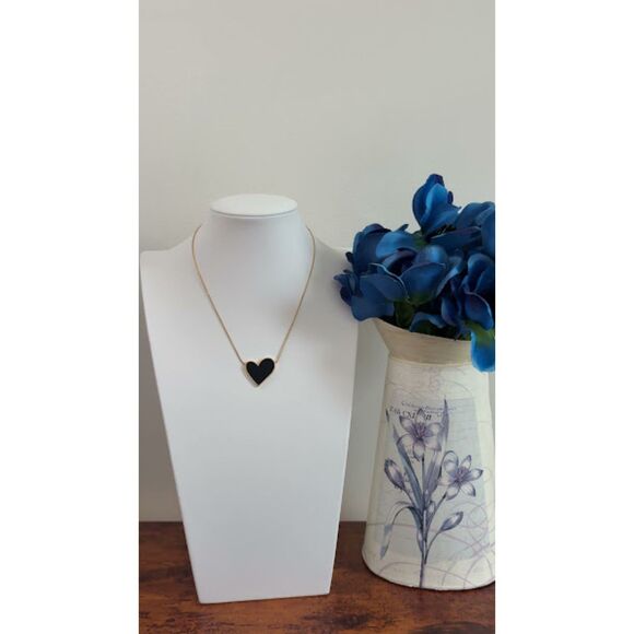 18K Black & Gold Heart Shape Titanium Steel Necklace - Picture 1 of 5